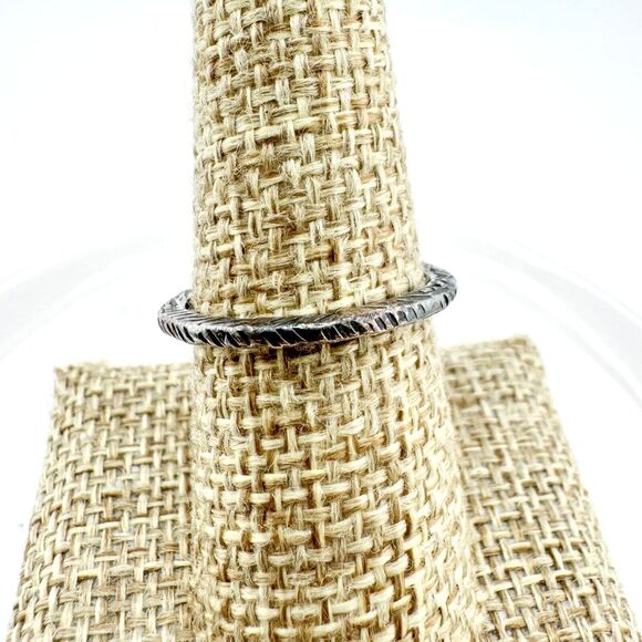Vintage Band Textured Sterling Silver 925 Handmade Artisan Brutalist Patina - Picture 4 of 7